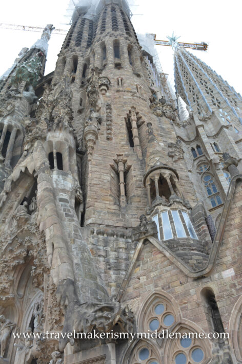 Structures of La Sagrada Familia church in Barcelona, Spain.
