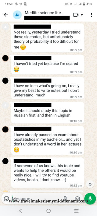 Screenshot_3 of chat record between students discussing statistics module