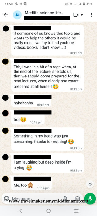 Screenshot_4 of chat record between students discussing statistics module