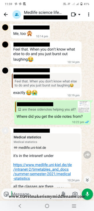 Screenshot_5 of chat record between students discussing statistics module