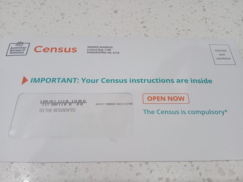 The Australian 2026 Census envelope